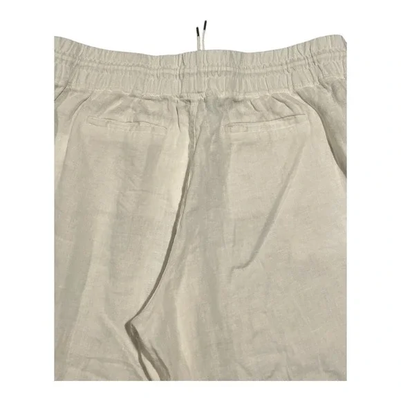 Athleta White Linen Blend Jogger Pants Drawstring Waist Pockets Casual 16 - Picture 13 of 14